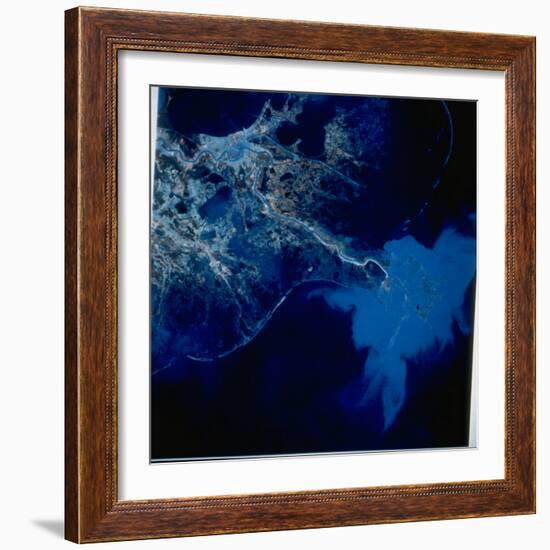 Landsat Image of Mississippi River Pouring Sediment Incl. Pollutants into Gulf of Mexico-null-Framed Photographic Print