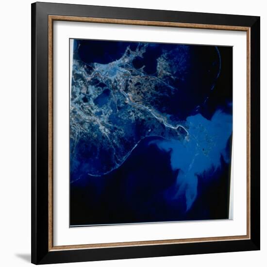 Landsat Image of Mississippi River Pouring Sediment Incl. Pollutants into Gulf of Mexico-null-Framed Photographic Print