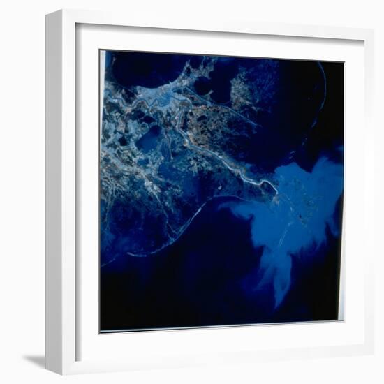 Landsat Image of Mississippi River Pouring Sediment Incl. Pollutants into Gulf of Mexico-null-Framed Photographic Print