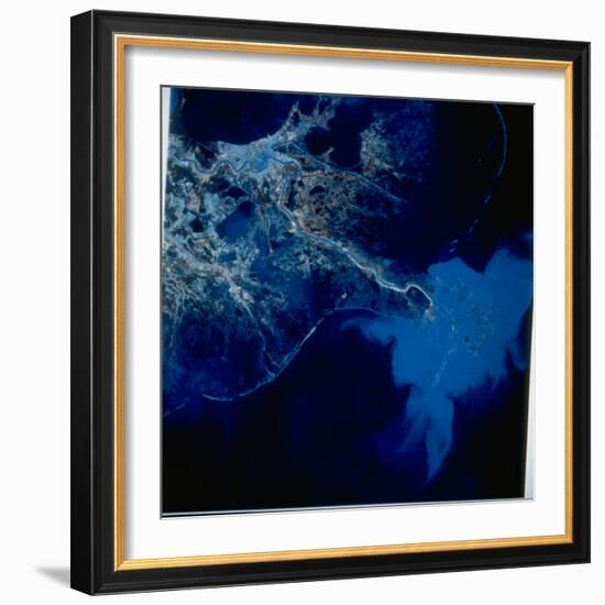 Landsat Image of Mississippi River Pouring Sediment Incl. Pollutants into Gulf of Mexico-null-Framed Photographic Print