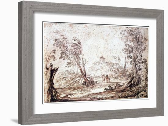 Landscape, 17th Century-Guercino-Framed Giclee Print