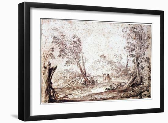 Landscape, 17th Century-Guercino-Framed Giclee Print