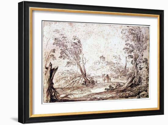 Landscape, 17th Century-Guercino-Framed Giclee Print