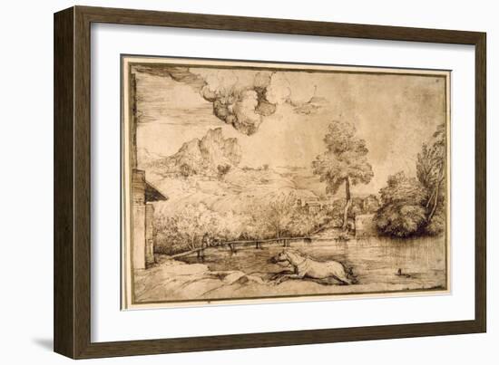 Landscape: a Riderless Horse Pursued by a Serpent-Titian (Tiziano Vecelli)-Framed Giclee Print