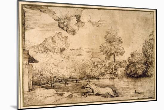 Landscape: a Riderless Horse Pursued by a Serpent-Titian (Tiziano Vecelli)-Mounted Giclee Print