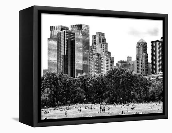 Landscape, a Summer in Central Park, Lifestyle, Manhattan, NYC, Black and White Photography-Philippe Hugonnard-Framed Premier Image Canvas