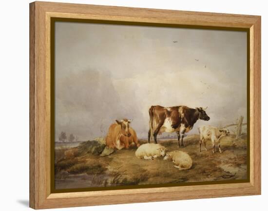 Landscape and Cattle, C1823-1902-Thomas Sidney Cooper-Framed Premier Image Canvas