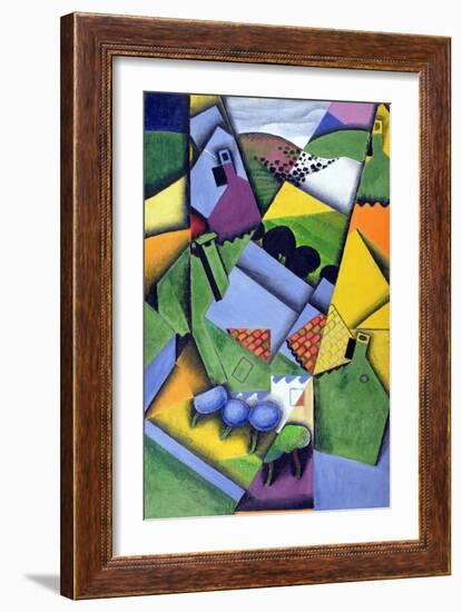 Landscape and Houses at Ceret, 1913-Juan Gris-Framed Giclee Print