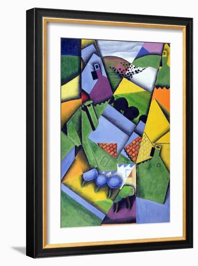 Landscape and Houses at Ceret, 1913-Juan Gris-Framed Giclee Print