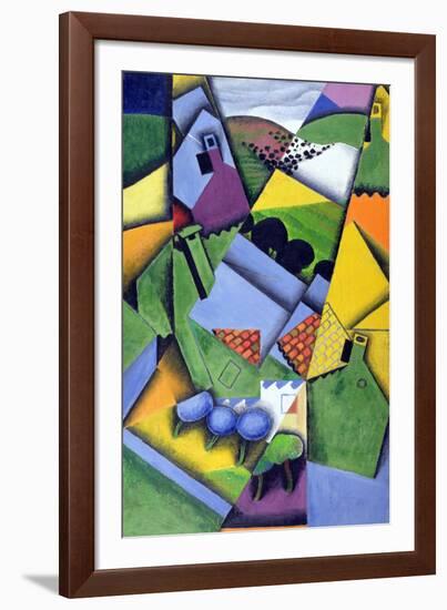 Landscape and Houses at Ceret, 1913-Juan Gris-Framed Premium Giclee Print