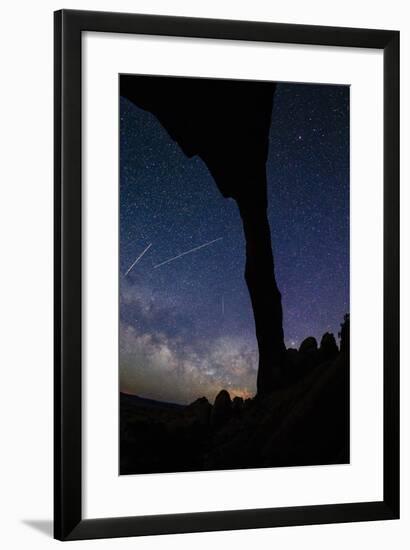 Landscape Arch Silhouetted By Night Sky & Star Trails Of The Moving Earth And Milky Way, Moab, Utah-Jay Goodrich-Framed Photographic Print