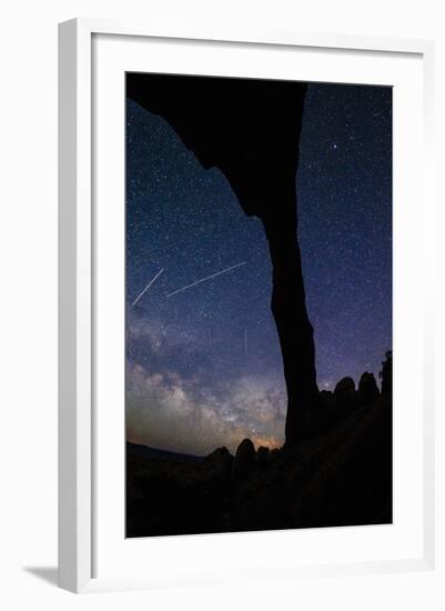 Landscape Arch Silhouetted By Night Sky & Star Trails Of The Moving Earth And Milky Way, Moab, Utah-Jay Goodrich-Framed Photographic Print