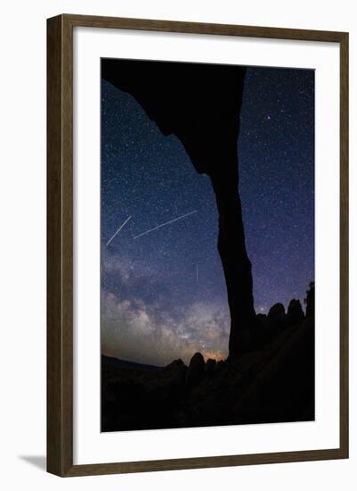 Landscape Arch Silhouetted By Night Sky & Star Trails Of The Moving Earth And Milky Way, Moab, Utah-Jay Goodrich-Framed Photographic Print