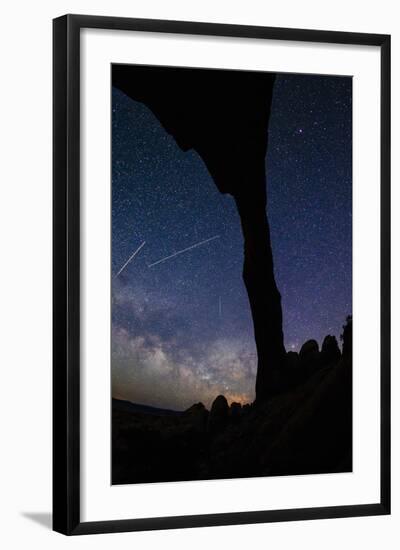 Landscape Arch Silhouetted By Night Sky & Star Trails Of The Moving Earth And Milky Way, Moab, Utah-Jay Goodrich-Framed Photographic Print