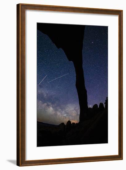 Landscape Arch Silhouetted By Night Sky & Star Trails Of The Moving Earth And Milky Way, Moab, Utah-Jay Goodrich-Framed Photographic Print