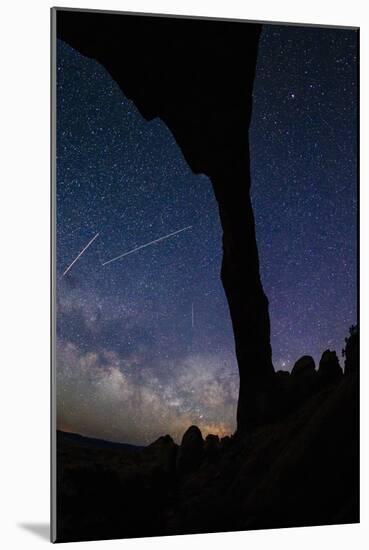 Landscape Arch Silhouetted By Night Sky & Star Trails Of The Moving Earth And Milky Way, Moab, Utah-Jay Goodrich-Mounted Photographic Print