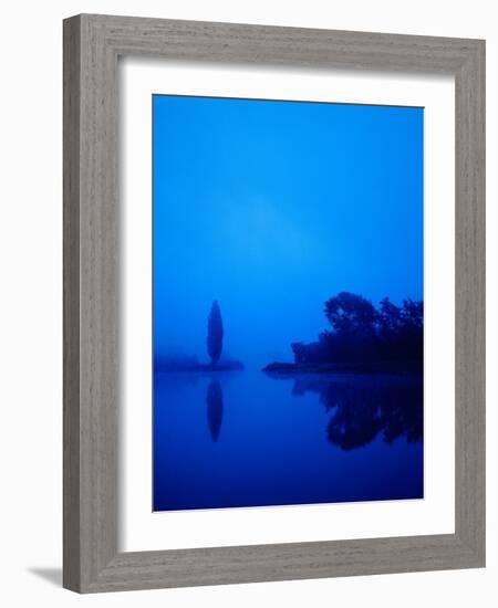 Landscape around a lake in the dawn-Herbert Kehrer-Framed Photographic Print