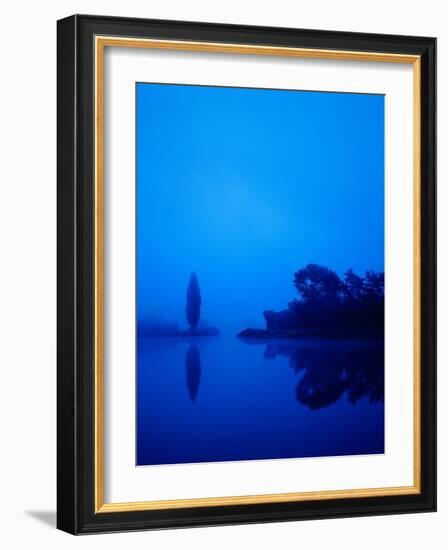 Landscape around a lake in the dawn-Herbert Kehrer-Framed Photographic Print