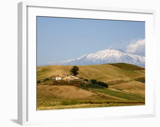 Landscape around Enna with Mount Etna in the Background, Enna, Sicily, Italy, Europe-Levy Yadid-Framed Photographic Print