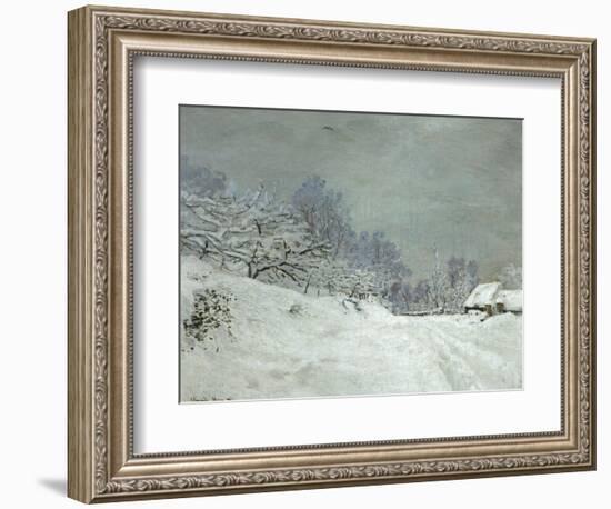 Landscape Around Honfleur, Snow, circa 1867-Claude Monet-Framed Giclee Print