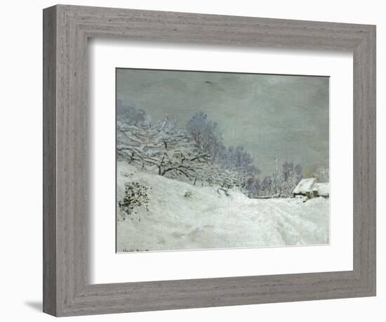 Landscape Around Honfleur, Snow, circa 1867-Claude Monet-Framed Giclee Print