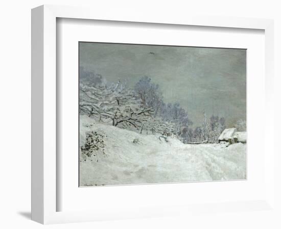 Landscape Around Honfleur, Snow, circa 1867-Claude Monet-Framed Giclee Print