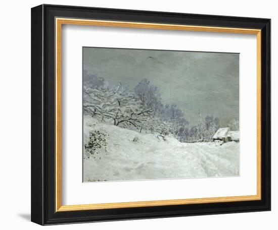 Landscape Around Honfleur, Snow, circa 1867-Claude Monet-Framed Giclee Print