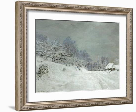 Landscape Around Honfleur, Snow, circa 1867-Claude Monet-Framed Giclee Print