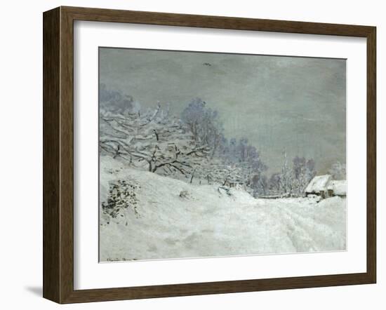 Landscape Around Honfleur, Snow, circa 1867-Claude Monet-Framed Giclee Print