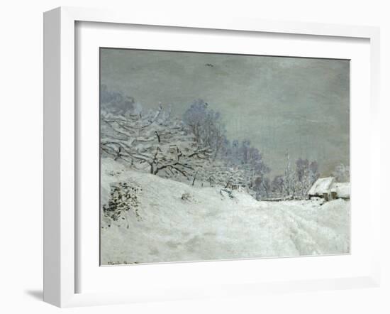 Landscape Around Honfleur, Snow, circa 1867-Claude Monet-Framed Giclee Print