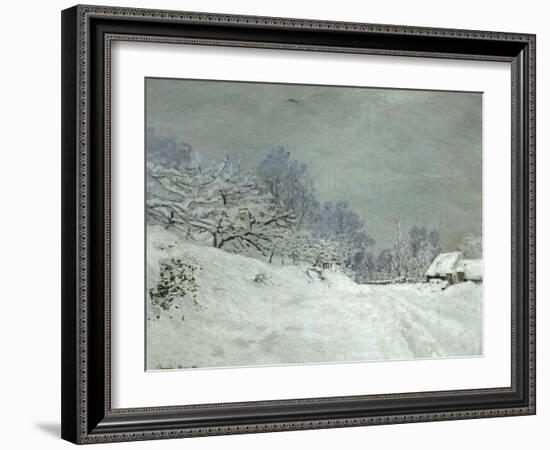 Landscape Around Honfleur, Snow, circa 1867-Claude Monet-Framed Giclee Print