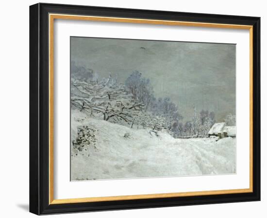 Landscape Around Honfleur, Snow, circa 1867-Claude Monet-Framed Giclee Print