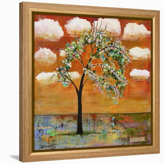 Landscape Art Tree Patterned Tangerine Tango Sky-Blenda Tyvoll-Framed Stretched Canvas