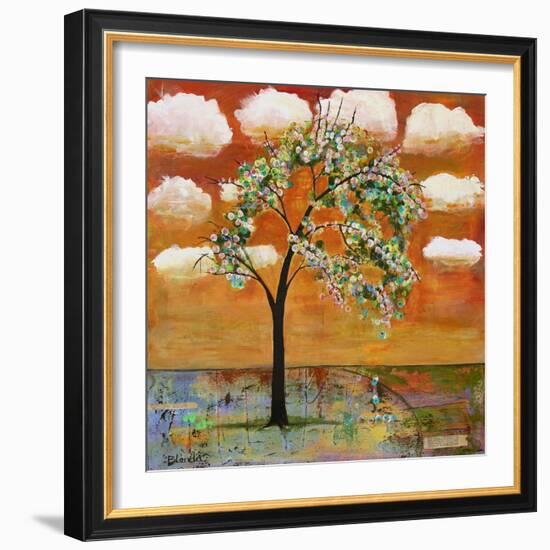 Landscape Art Tree Patterned Tangerine Tango Sky-Blenda Tyvoll-Framed Art Print