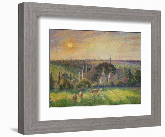 Landscape at Eragny: Church and Farm, 1895-Camille Pissarro-Framed Giclee Print
