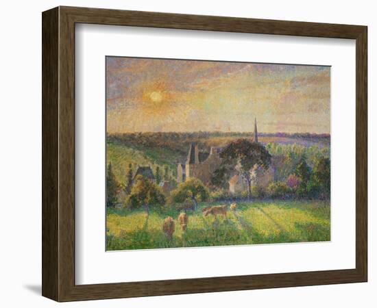 Landscape at Eragny: Church and Farm, 1895-Camille Pissarro-Framed Giclee Print