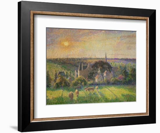 Landscape at Eragny: Church and Farm, 1895-Camille Pissarro-Framed Giclee Print