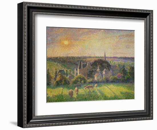 Landscape at Eragny: Church and Farm, 1895-Camille Pissarro-Framed Giclee Print