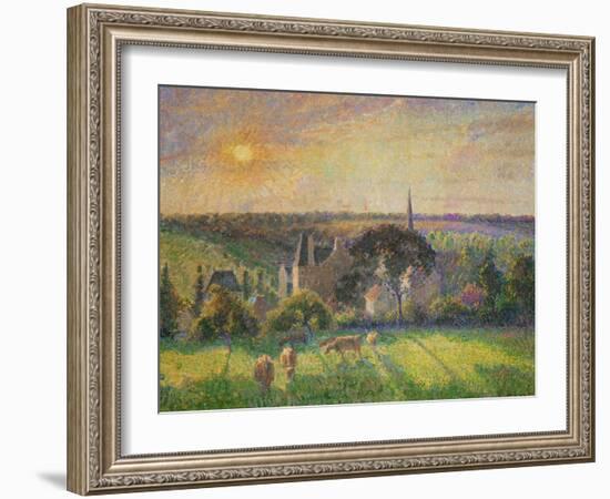 Landscape at Eragny: Church and Farm, 1895-Camille Pissarro-Framed Giclee Print