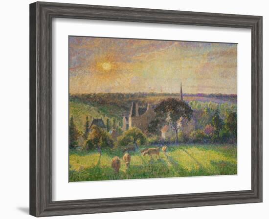 Landscape at Eragny: Church and Farm, 1895-Camille Pissarro-Framed Giclee Print