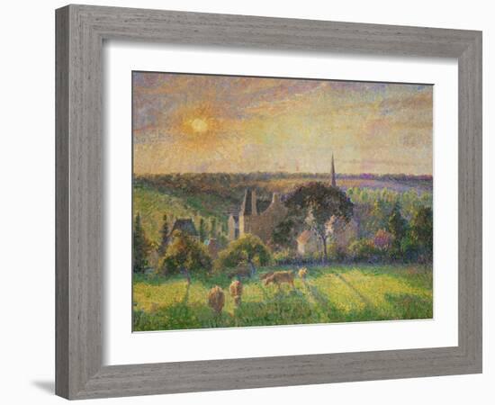 Landscape at Eragny: Church and Farm, 1895-Camille Pissarro-Framed Giclee Print