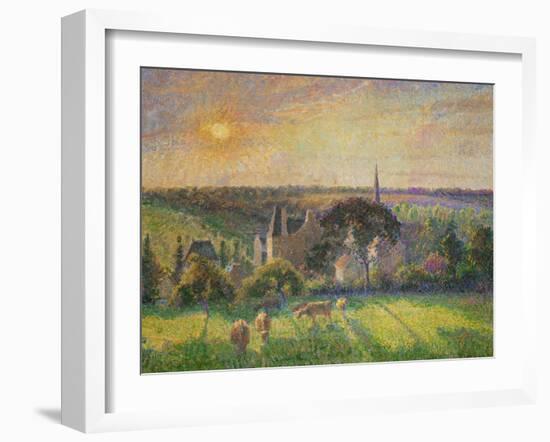 Landscape at Eragny: Church and Farm, 1895-Camille Pissarro-Framed Giclee Print