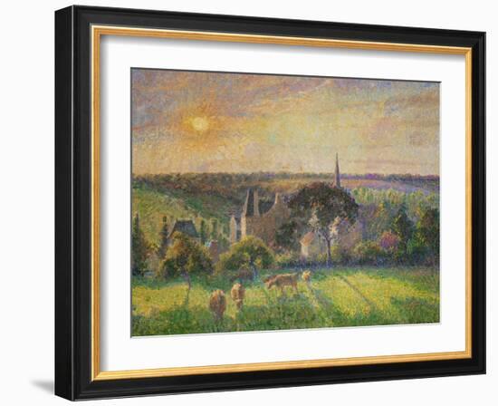 Landscape at Eragny: Church and Farm, 1895-Camille Pissarro-Framed Giclee Print