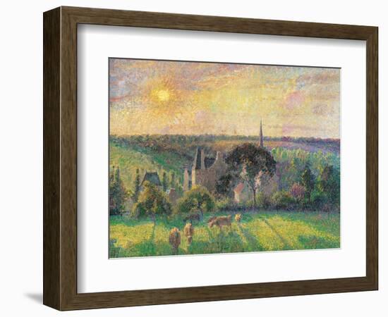 Landscape at Eragny with Church and Farm-Camille Pissarro-Framed Art Print