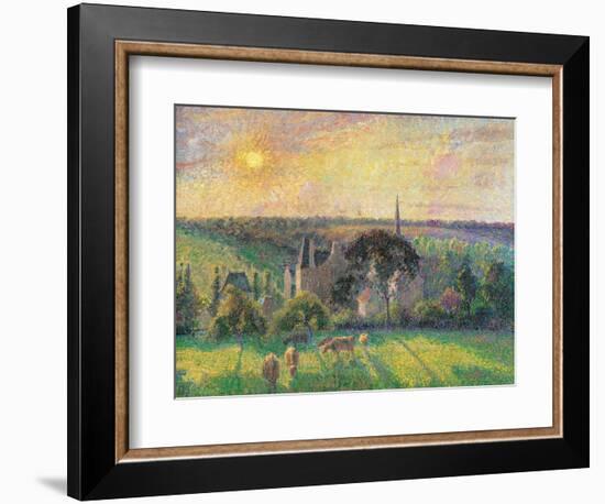 Landscape at Eragny with Church and Farm-Camille Pissarro-Framed Art Print