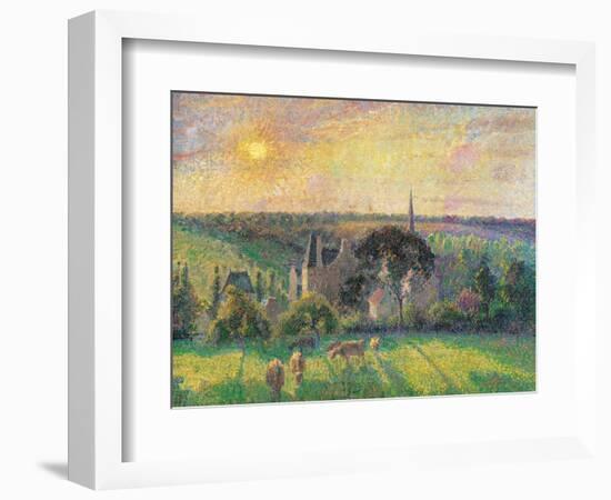 Landscape at Eragny with Church and Farm-Camille Pissarro-Framed Art Print