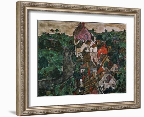 Landscape at Krumau, 1910-16-Egon Schiele-Framed Giclee Print