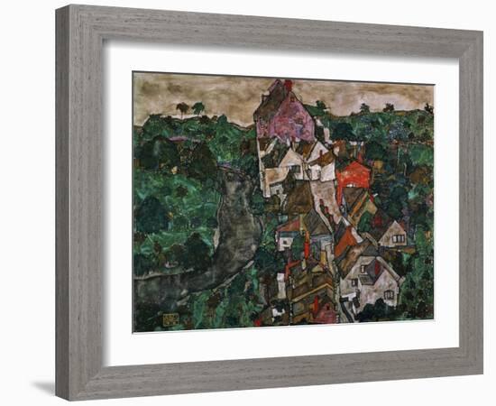 Landscape at Krumau, 1910-16-Egon Schiele-Framed Giclee Print