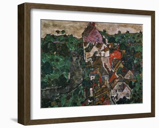 Landscape at Krumau, 1910-16-Egon Schiele-Framed Giclee Print