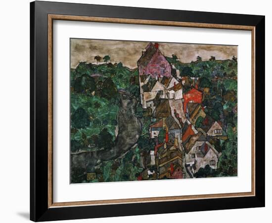 Landscape at Krumau, 1910-16-Egon Schiele-Framed Giclee Print